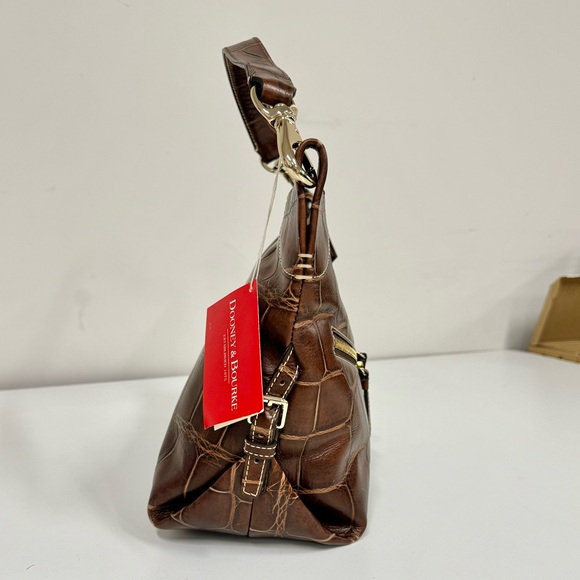 Dooney & Bourke Medium Cinzia Croc Brown Hobo Bag - Picture 2 of 8